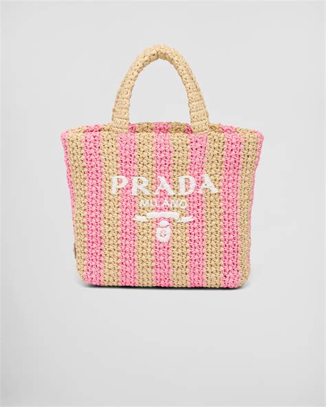 prada pink wicker bag|Prada foldable shopping tote.